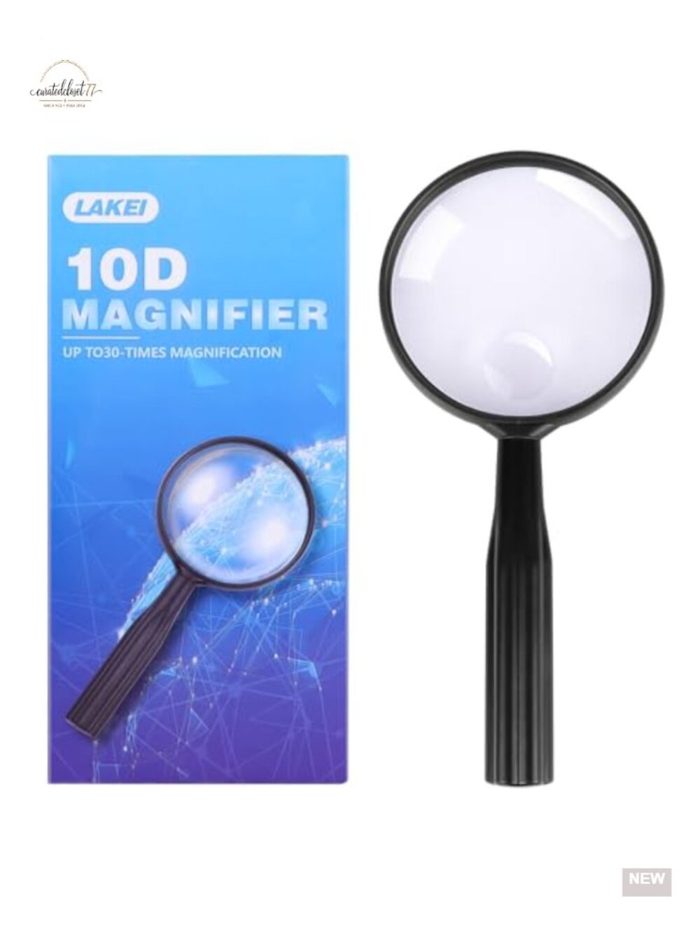 10X Handheld Magnifier Non-Slip Handle Acrylic Lens 75mm Reading Glass